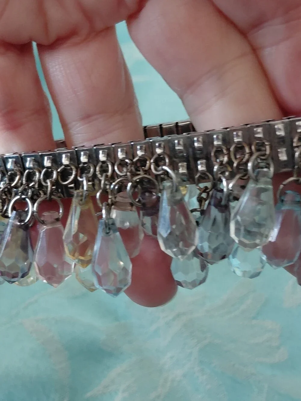 Crystal Teardrop Stretch Bracelet in Pastel Mix